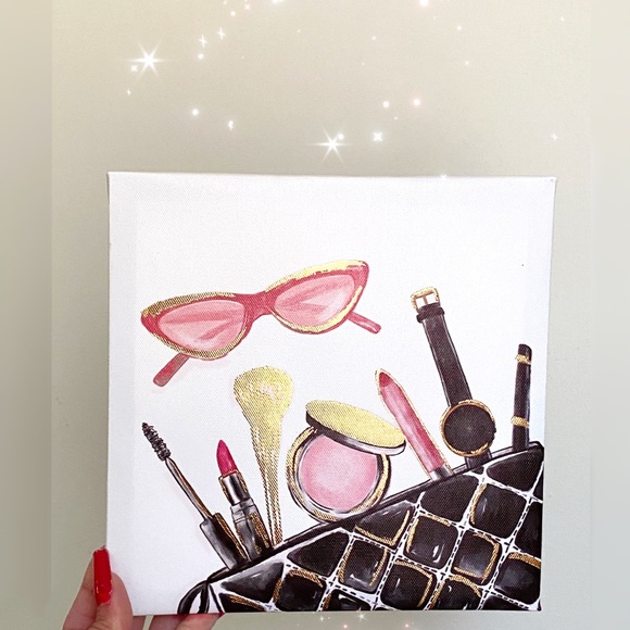 Set of Two Canvases Decor Chic Glam Designer Boss Fashion Gold Metallic - Picture 5 of 7